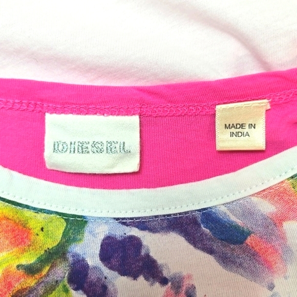 Diesel Kids Watercolour Tiger Print T-Shirt W/ Pink Built-in Tank, Size 5 ~ EUC - Picture 6 of 7